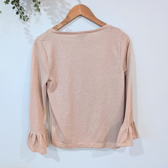 J. Crew Pink Bell Sleeve Ruffled Top - Picture 5 of 8